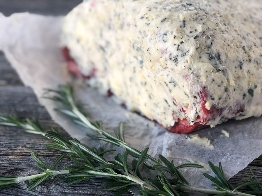 Prime Rib Coated in Garlic Butter