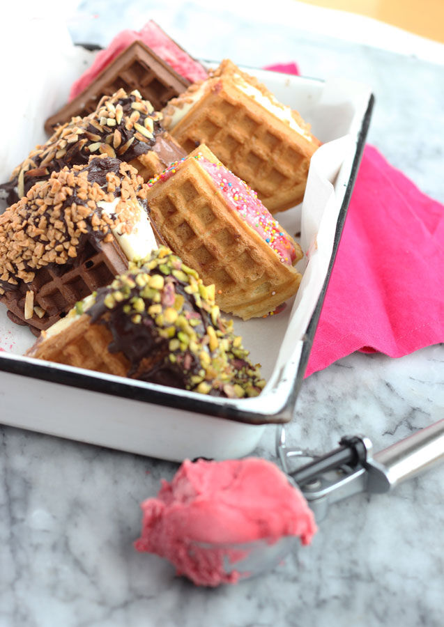 Waffle ice cream sandwich