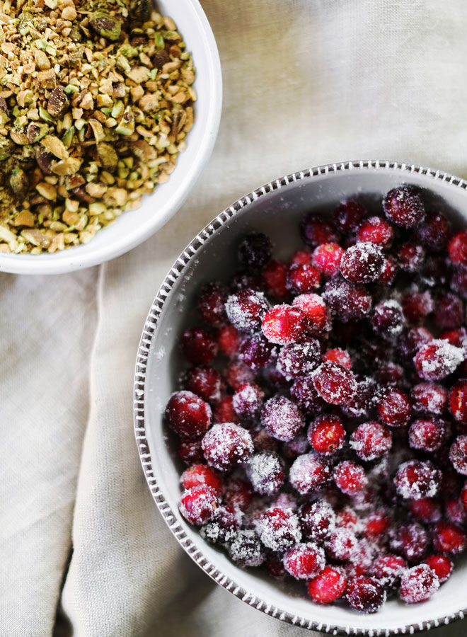 Cranberries and pistachios