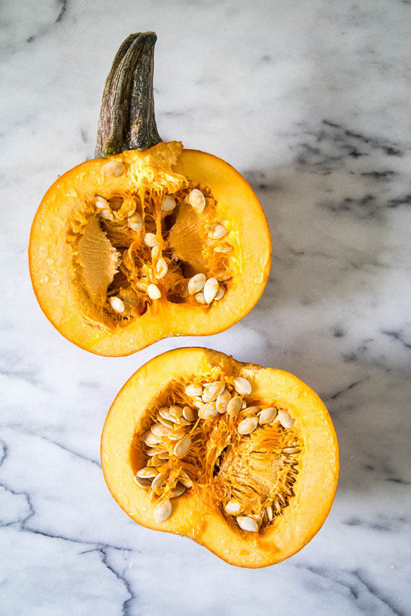 Pumpkin sliced in half