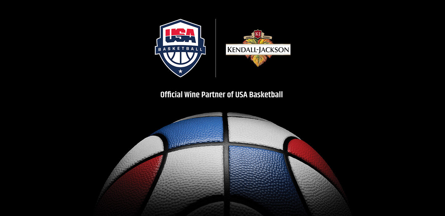Official Wine Parter of USA Basketball logo with official Team USAB basketball