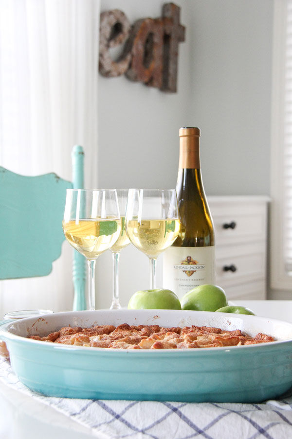 Apple bread pudding with Kendall-Jackson Vintner's Reserve Chardonnay