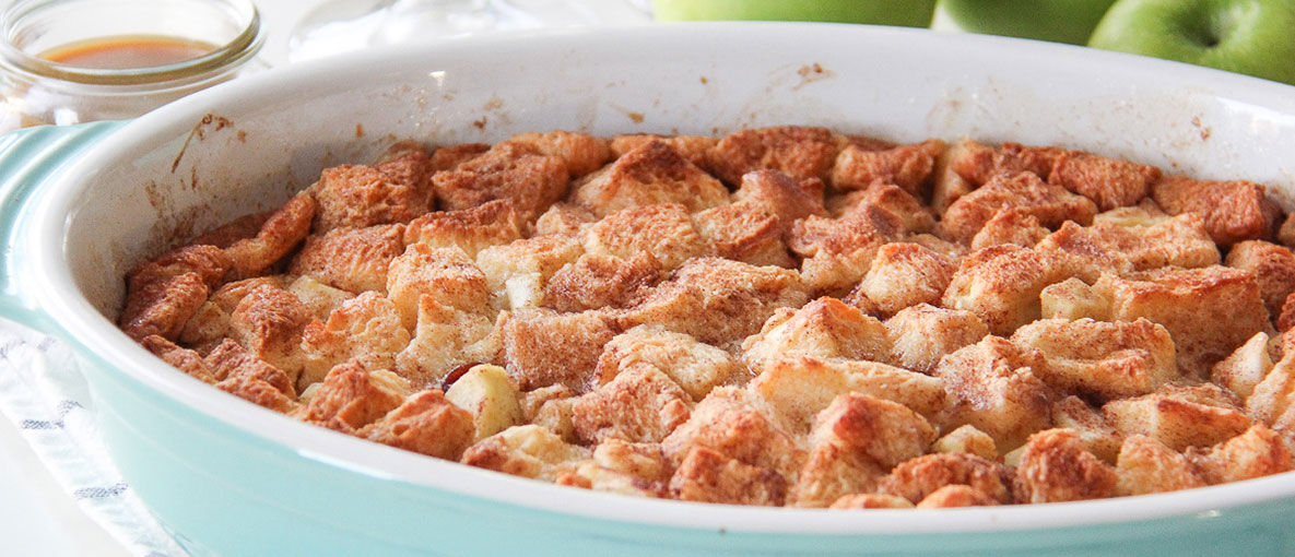 Apple Bread Pudding with Caramel Sauce